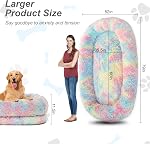 Human Dog Bed XL 200 x 112 x 31cm (79"x44"x12.5") - Shared Orthopedic Dog Bed for Adults & Pets, Large Size Faux Fur Pet Bed, Removable Washable Cover, Rainbow