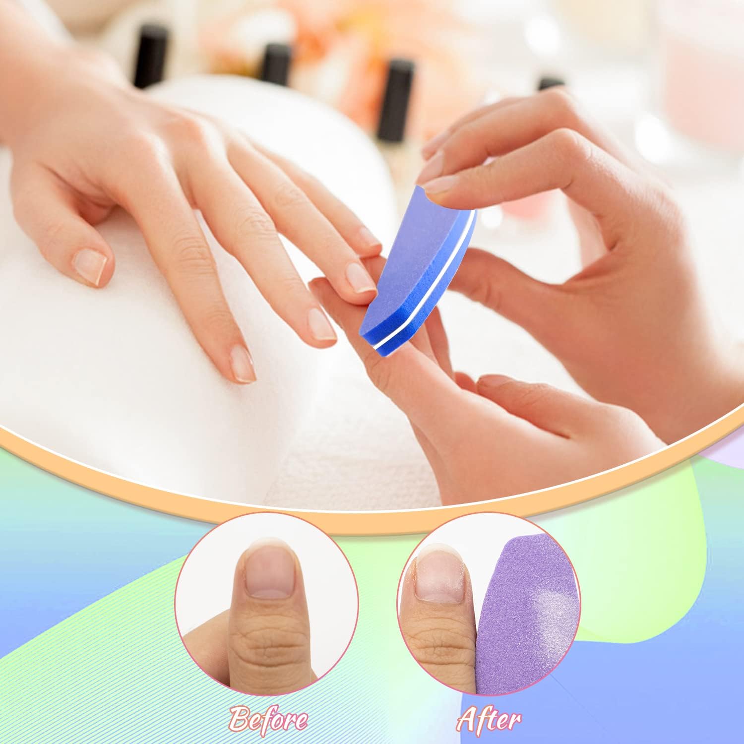 20 Pcs Nail Buffers, Nail Buffer Block Double Sided, 100/180 Grit Nail Block Buffer for Natural and Acrylic Nails, Durable and Portable Polishing Nail Buffer Set Grooming Tools（Blue）