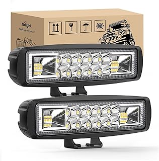 Nilight Barra de luz LED, 2 unidades, 6 pulgadas, 60 vatios, reflector combinado, luz LED antiniebla, todoterreno, 12/24 voltios, camiones, utilitario todoterreno, cuatrimoto, lancha, golf, remolque