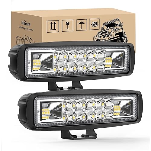 Nilight Led Pods 2PCS 6 Inch 60W Flood Spot Beam Combo LED Light Bar Driving Fog Off Road Lights 12V/24V for Trucks UTV ATV Marine Boat Golf Cart Trailer,2 Years Warranty