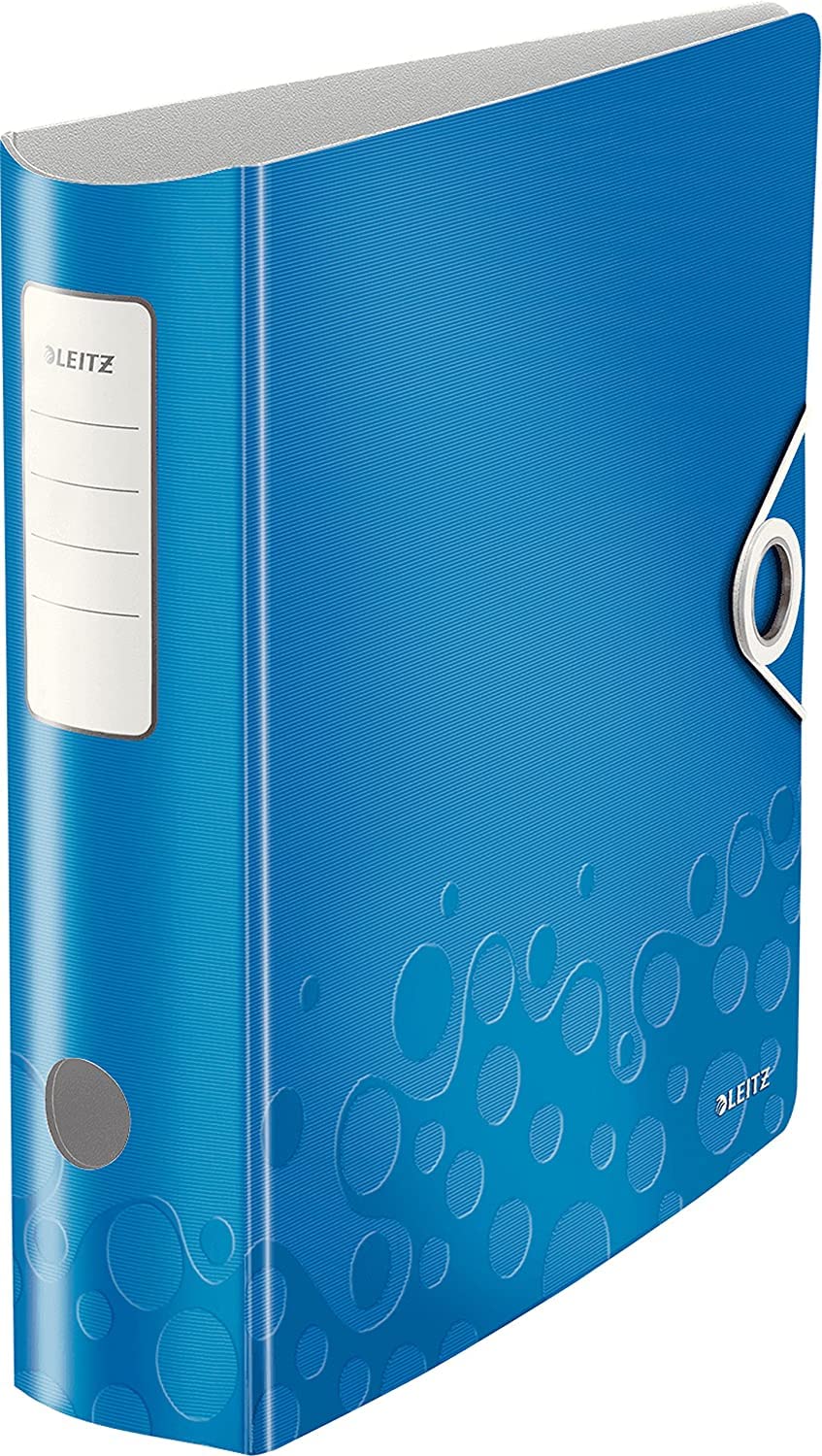 Leitz Qualitäts-Ordner 180° Active WOW, A4, blau, abgerundeter Rücken mit 8,2 cm Rückenbreite, Gummiverschluß, leichter PE-Schaum (80 mm, 5er Pack, WOW, blau)
