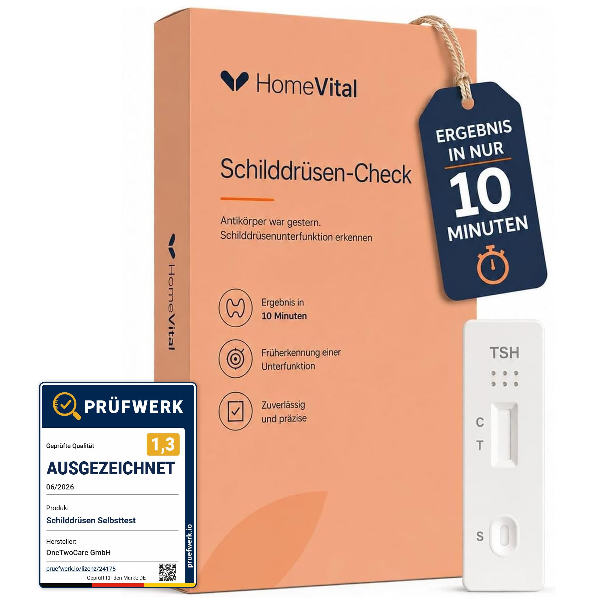 Schilddrüsen Selbsttest für Zuhause - TSH Schnelltest per Blut mit Ergebnis in 10 Minuten I Selbsttest zur Orientierung bei Müdigkeit, Kältegefühl & typischen Anzeichen