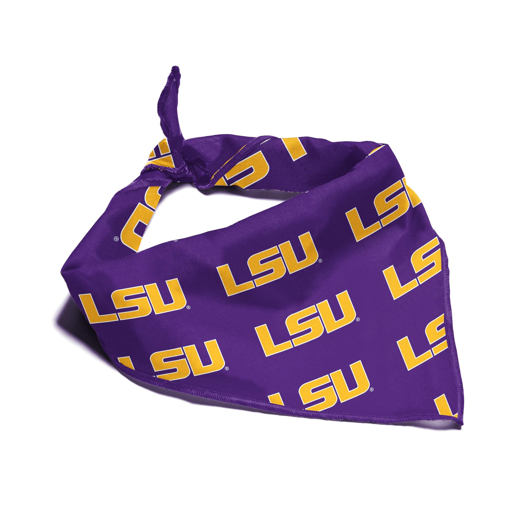 LSU Tigers Officially Licensed Bandana for Dogs and Cats | Fits Pets Great Gift Idea | Easy-to-Tie (Small, 13")