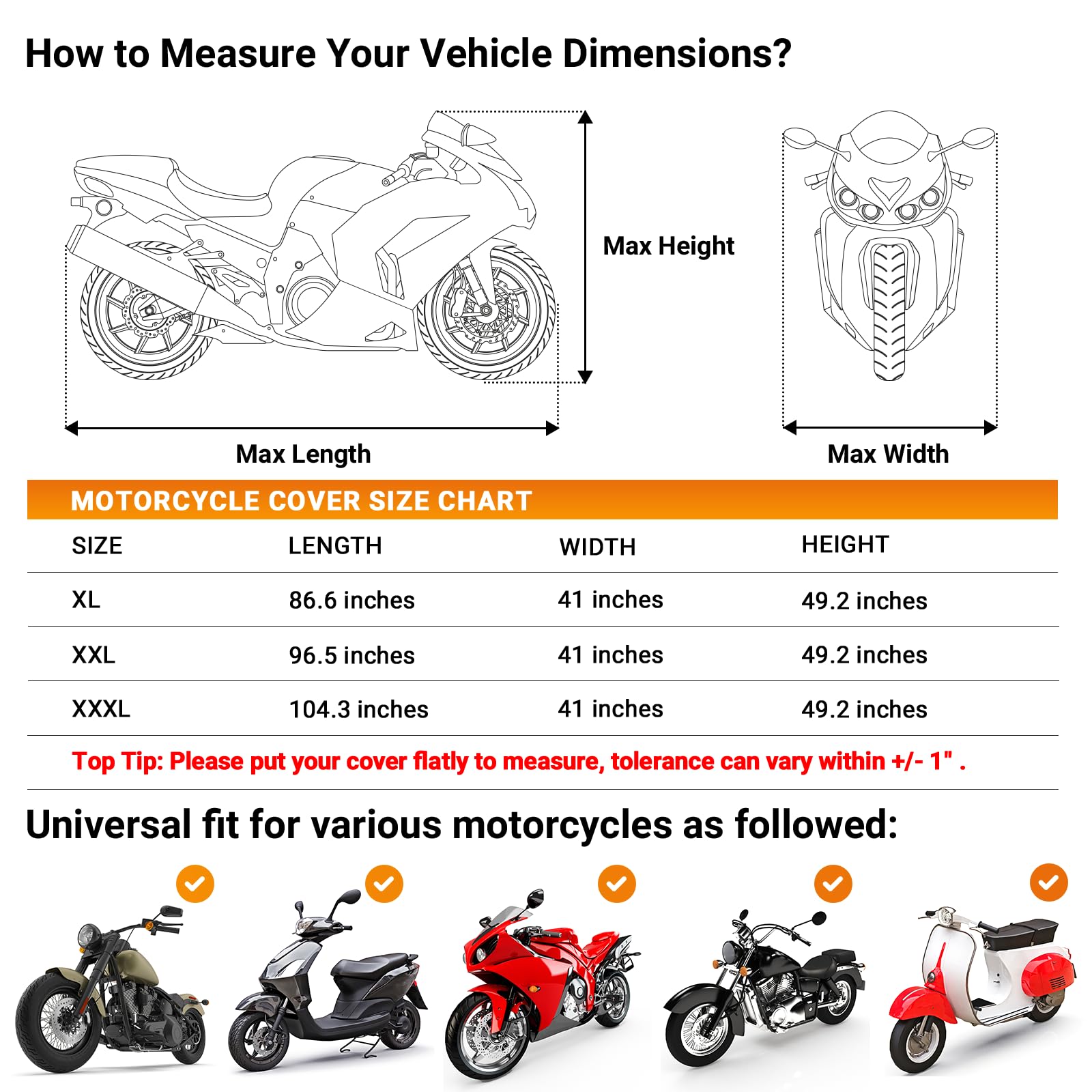 Favoto Telo Coprimoto Esterna Impermeabile - Copertura per Moto XXL Oxford Antipolvere Protezione UV con Foro per Lucchetto Fibbia Antivento 245x105x125cm Nero Argento