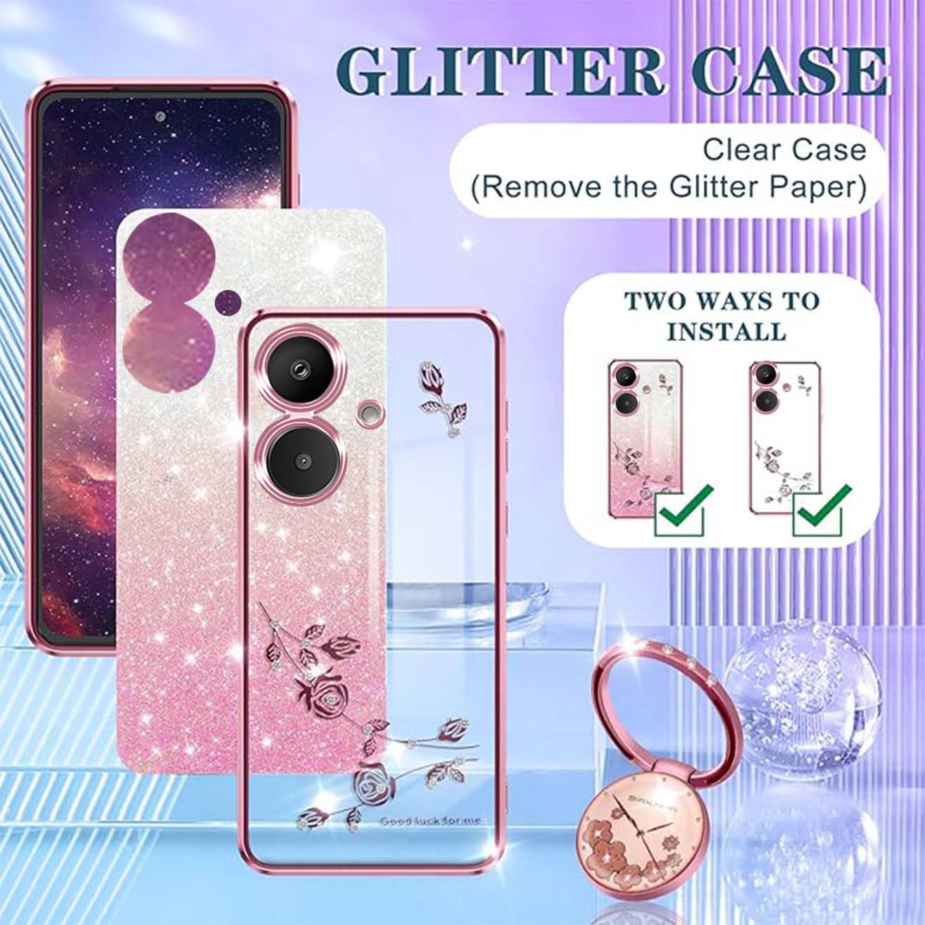 YUEQIAN Coque Paillettes Pour Xiaomi Redmi 13C 5G / Xiaomi