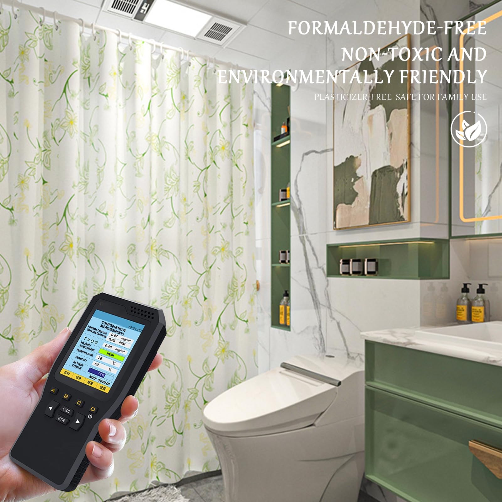 Duschvorhang 180x200 cm, Duschvorhang Anti-schimmel, Wasserdicht Und Trocknet Schnell, Waschbar Eva Shower Curtain, Mit Haken, Für Badezimmer Und Badewanne. (180 * 200cm, Geblümt B)