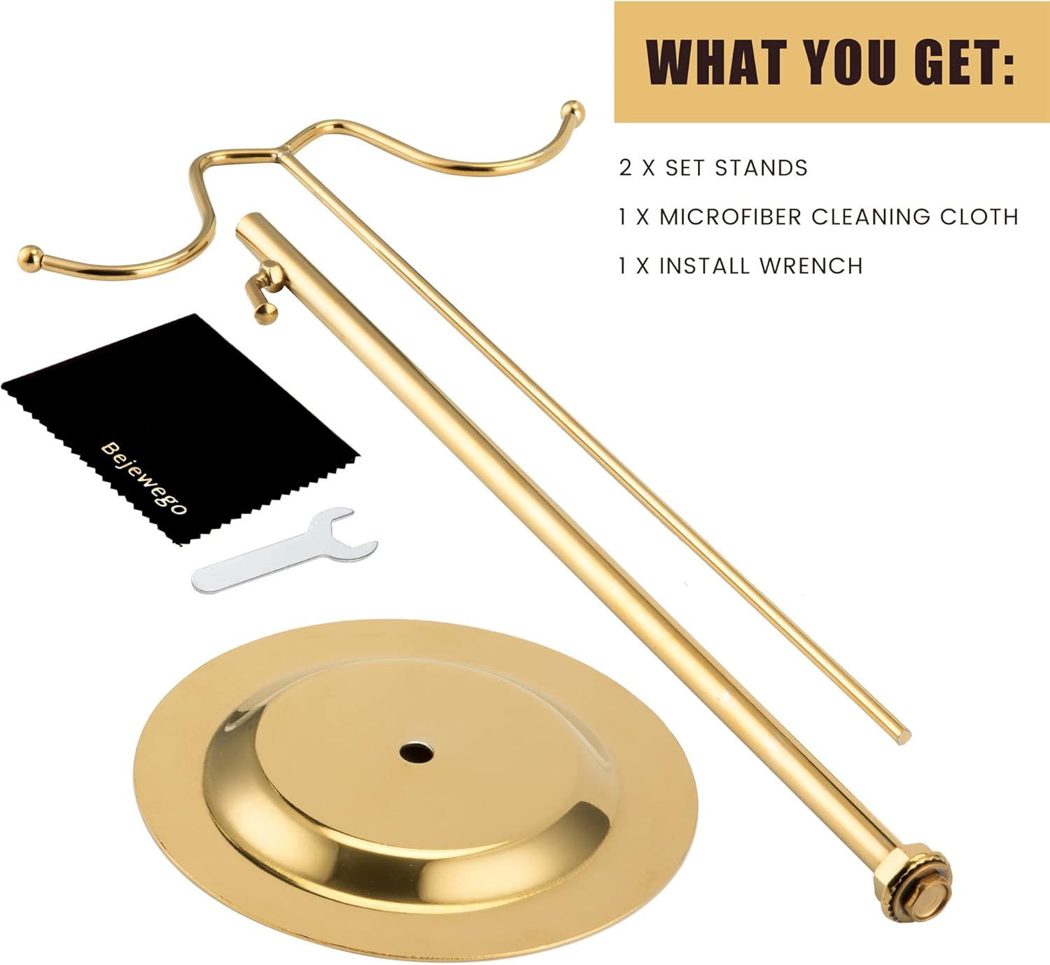 Purse Display Stand and Wreath Stand, Double Hook Gold Handbag Holder for Closet, Adjustable Height 15-28 Inches, Heavy Duty Iron Bag Hanger for Boutique Retail Display, Shiny Gold - Image 6