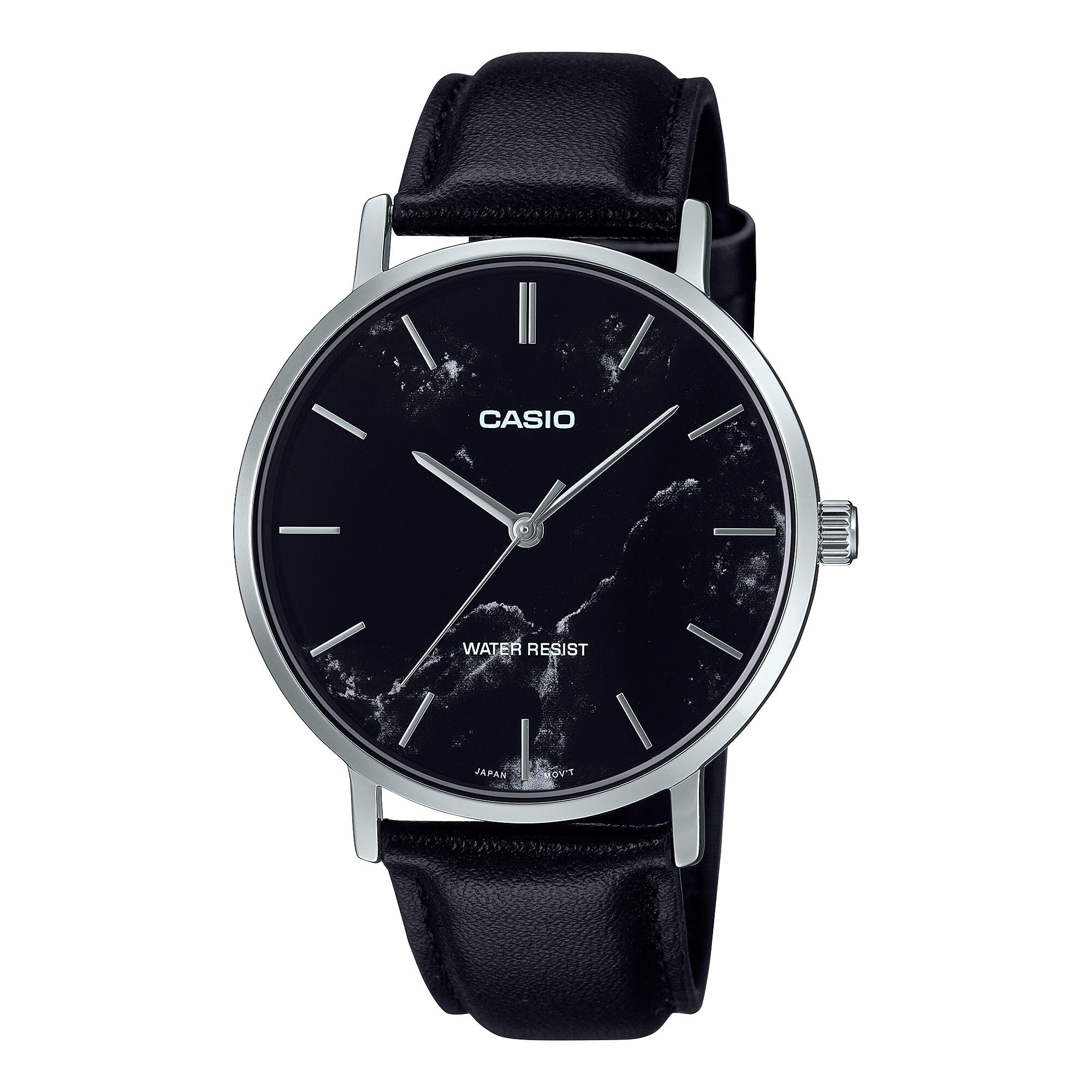 Casio Watches General Lineup Men Leather belt-MTP-VT01LM-1AUDF, black, 46 × 40 × 8.2 mm, strap