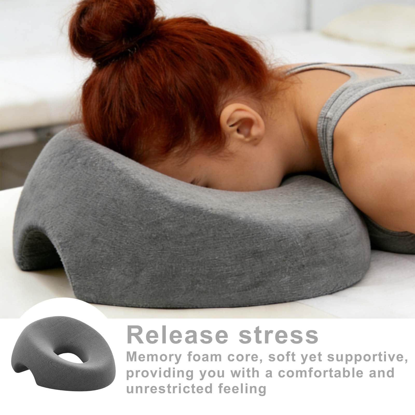Almohada de masaje facial,Reposacabezas de cama de masaje,Reposacabezas de masaje para cama,Almohada de masaje boca abajo,Cojín facial con agujero,adecuado para camillas de masaje y salones de belleza