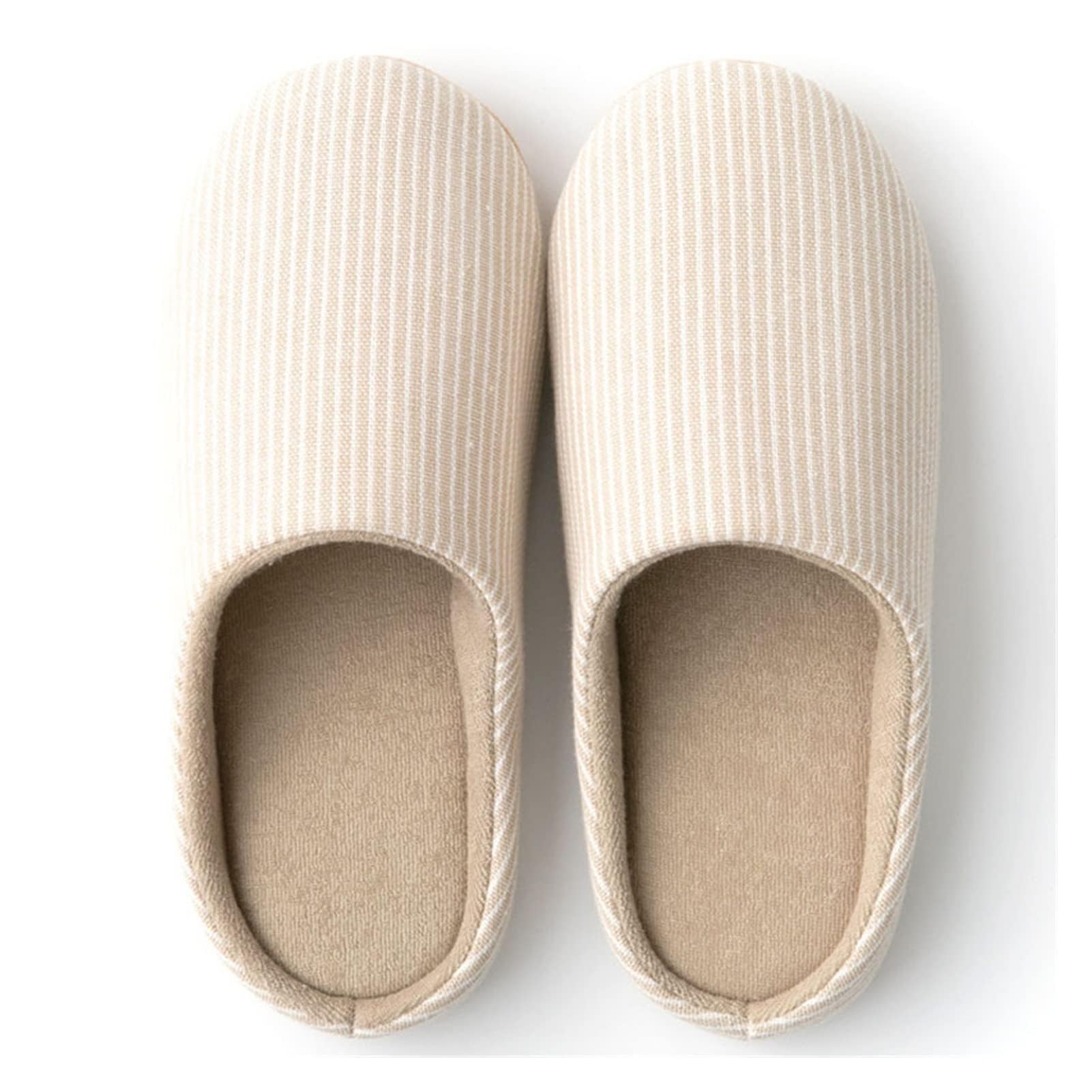 Genérico Pantuflas De Felpa A Rayas, Antideslizantes Y Cálidas
