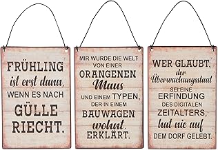 levandeo 3er Set Blechschilder H15cm Sprüche Dorfleben Dorf Dorfkind Wandbild Wanddeko Deko Schilder Geschenk
