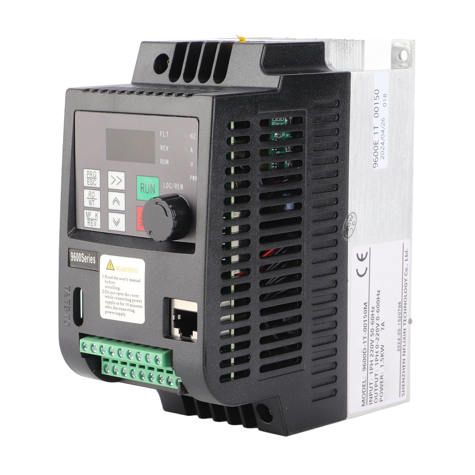 FTVOGUE Azionamento a Frequenza Variabile Convertitore VFD da 1,5 KW Convertitore Motore Monofase 220 V con Controllo SFVC e V F da 0 a 600 Hz per Controllo velocità Ventole Pompe Utenti di Macchine