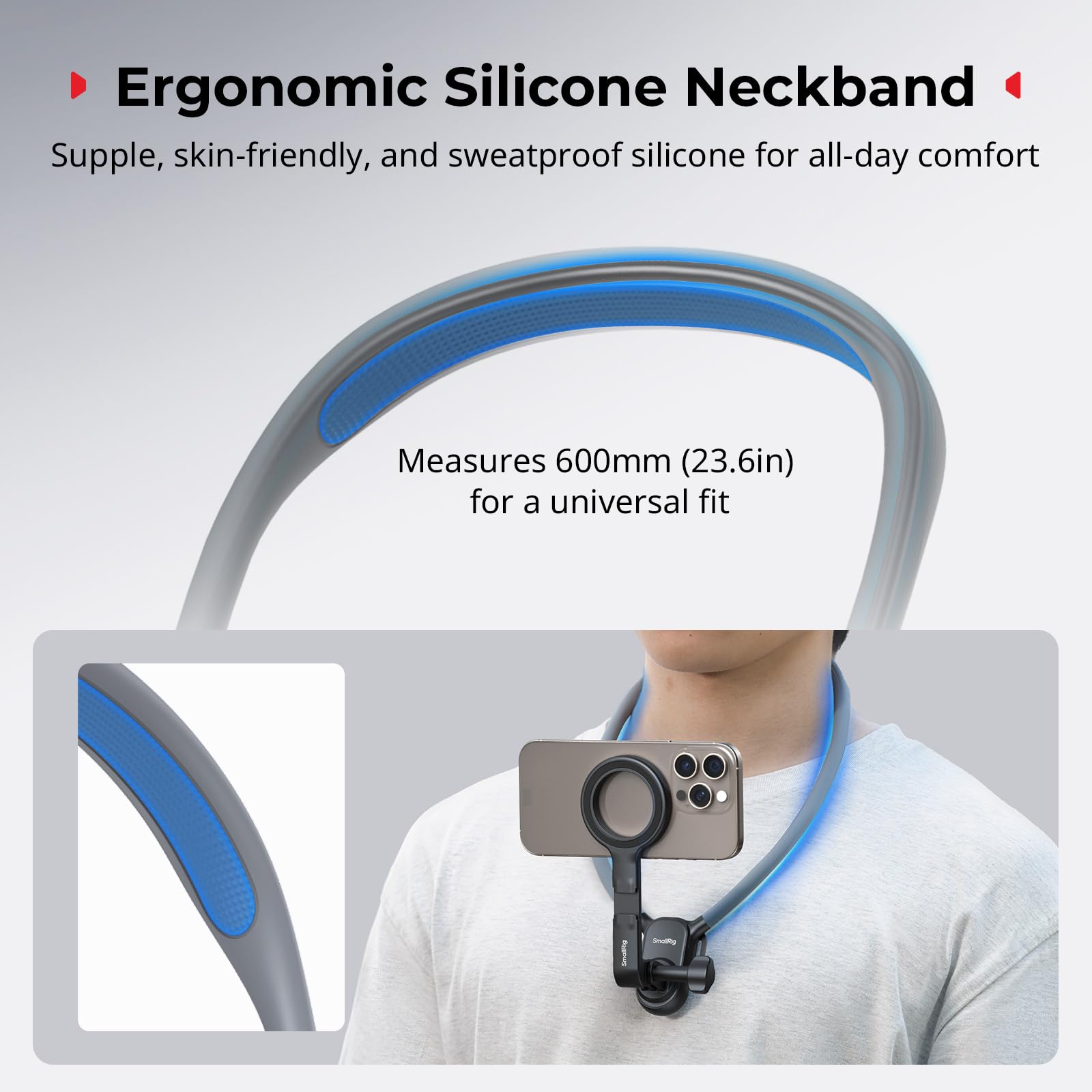 SMALLRIG Magnetische Halshalterung mit Brustgurt für Handy/Actionkamera,POV/Vlog Handyhalterung Brust für iPhone 17/16, für Android, Brusthalterung für GoPro, für DJI osmo/Action, für Insta360– 5127