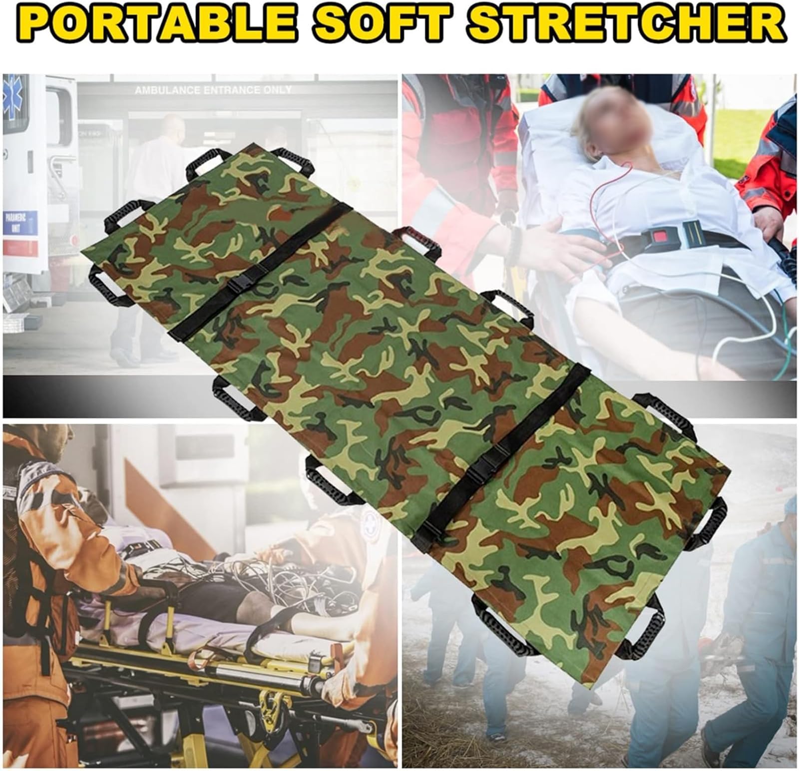 Generico Barella in Tessuto Oxford Barella Portatile di Soccorso di Emergenza Forniture per La Cura della Disabilità Barella Morbida Soccorso di Emergenza per Ospedale Clinica Casa