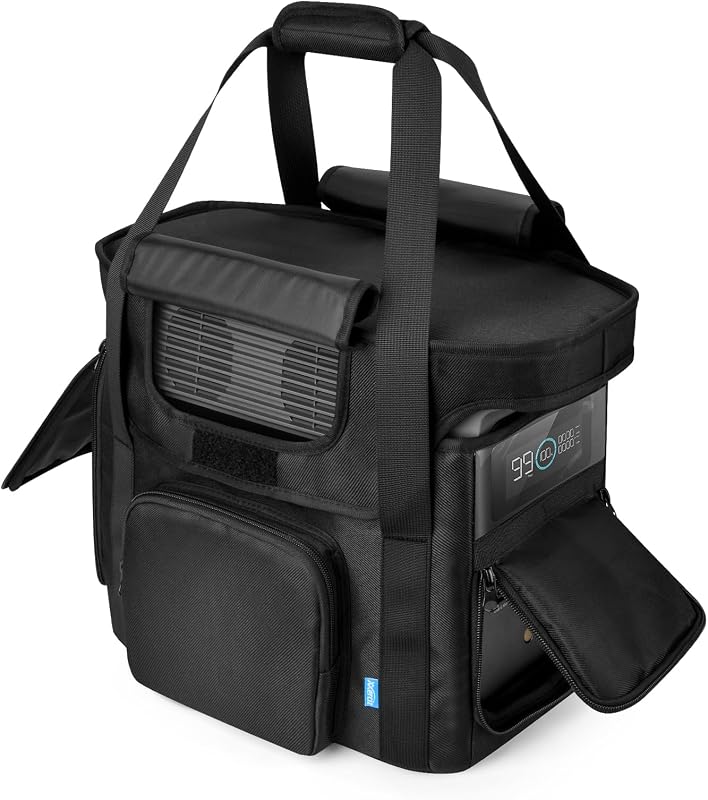 Travel Bag Compatible with ECOFLOW DELTA 2 Portable Power Station, Heavy Duty Power Storage Case with Shoulder Strap Handle, Generator Cover with Side Zippers, Carrying Bag for Camping RV