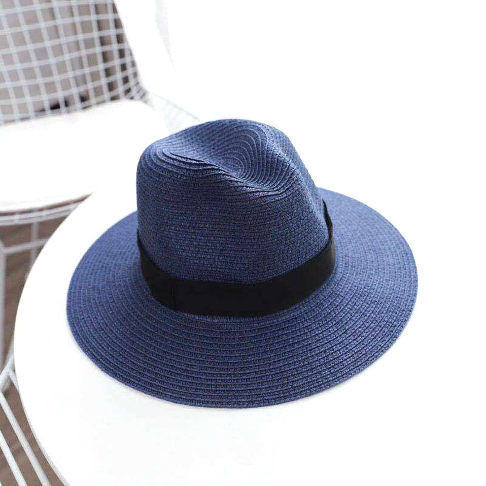Yaepoip Navy Classic Panama Handmade Hat, Authentic Hat Handwoven Straw Fedora (,10 Years)