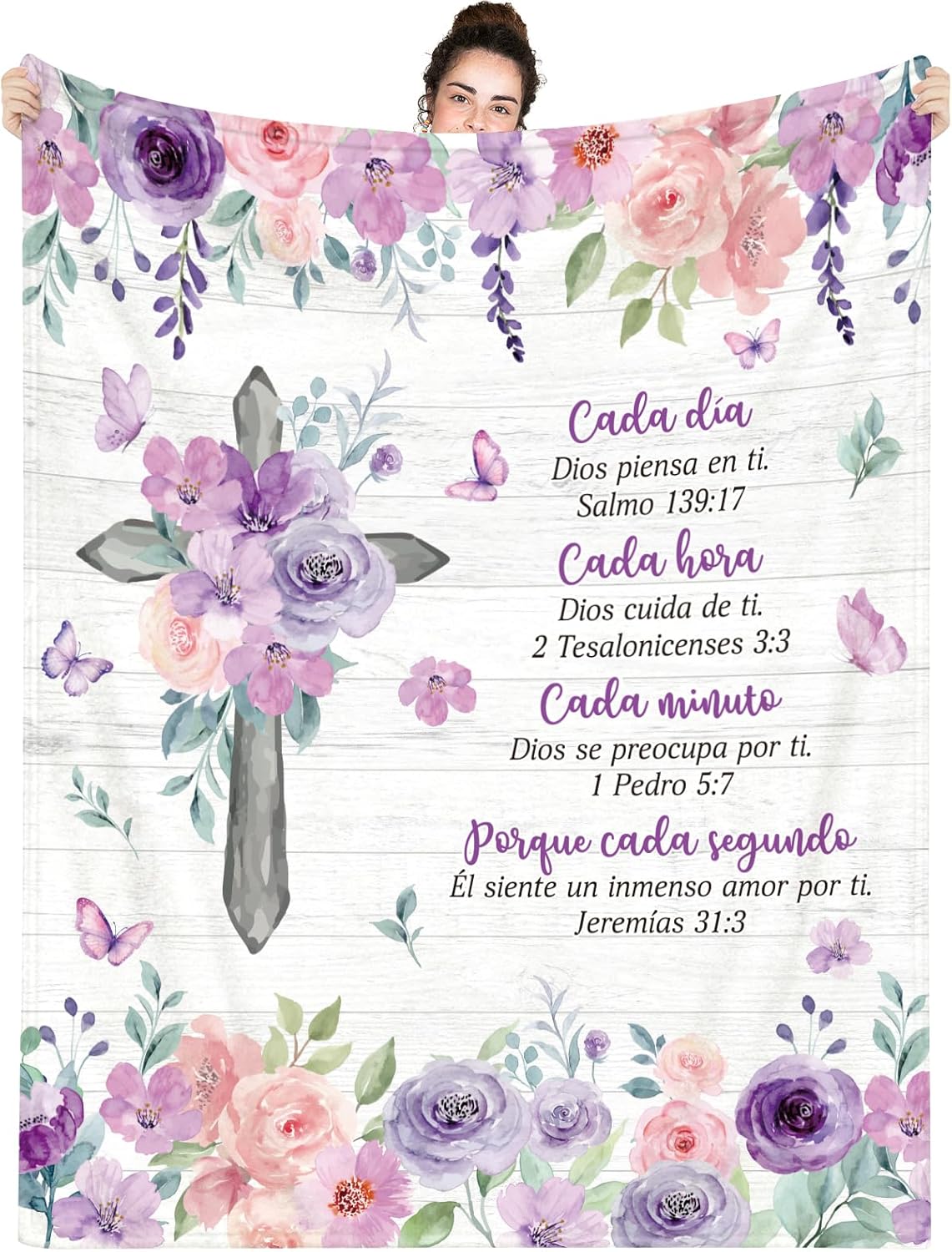 Christmas Spanish Gifts for Women 50"X60" Faith Bible Throw Blanket Regalos Cristianos para Mujeres en e, Religious Gift for Church Teacher Mother Sister Friend Nurse