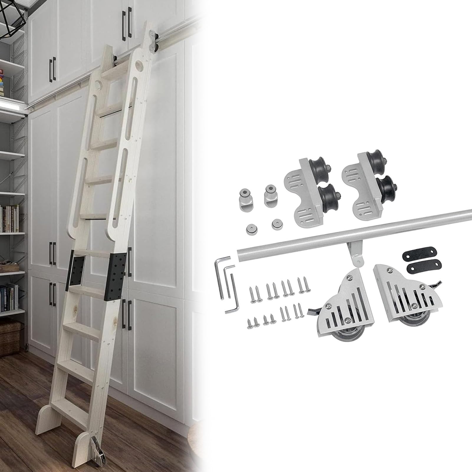 Kit quincaillerie pour échelle de bibliothèque roulante pour sécuriser vos accès hauts