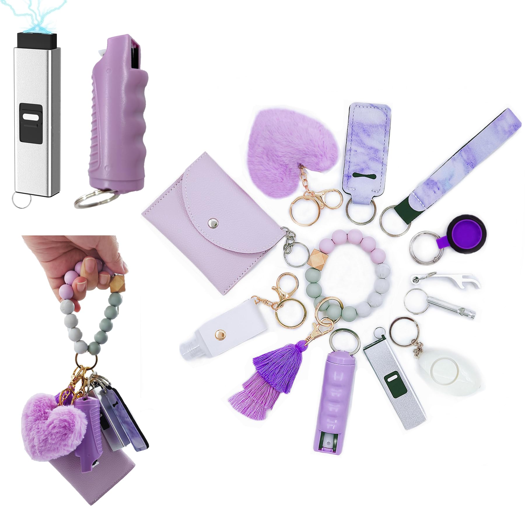 BATUMEYE Gift Set for Woman with Card Holder, Wristlet Lanyard,Pom Pom Ball,Travel Bottle Holder