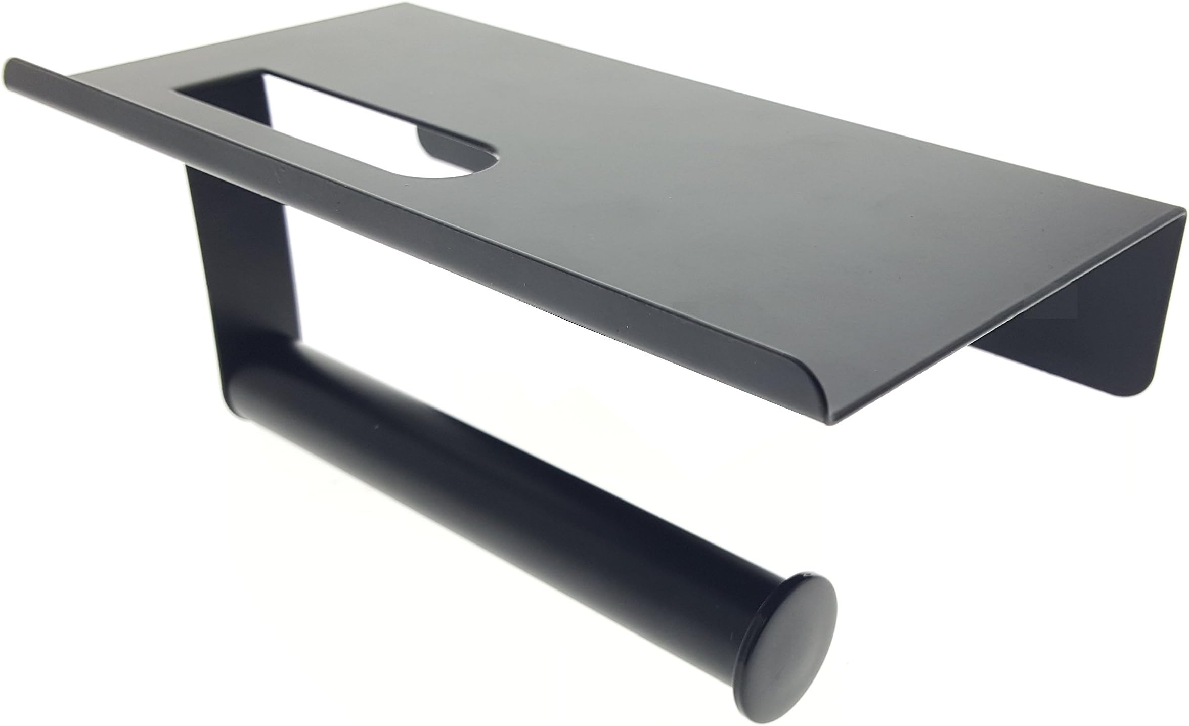 Novel Solutions Wall Mount Bathroom Toilet Paper Holder with Mobile Phone Storage Shelf -Matt Black