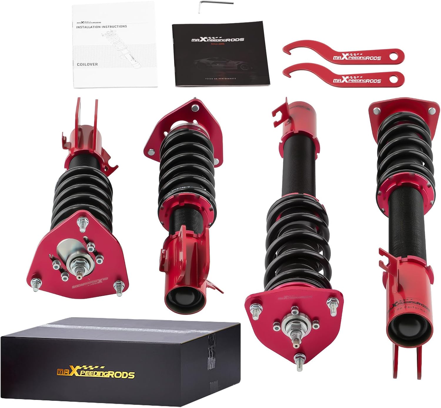 maXpeedingrods Coilover Kit contents with packaging