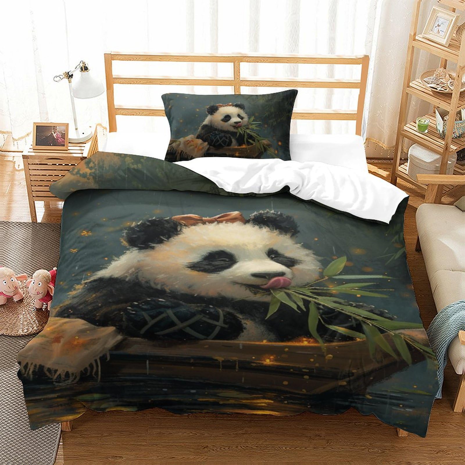 Housse de couette 135x200 cm en microfibre douce avec 2 taies d'oreiller lit simple