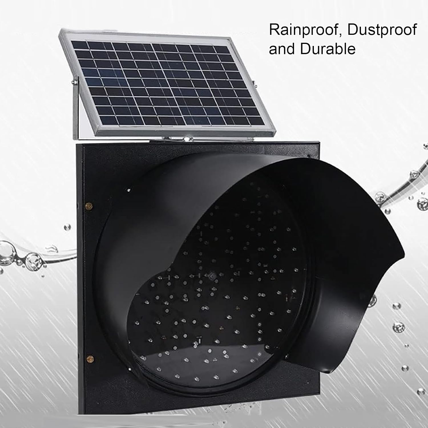 Solar Traffic Signals Signs Lights, LED Traffic Light, Yellow Traffic Warning Light, Flashing Light, Industrial LED Traffic Stop Light with Solar Panel, for Intersections, Roads, Toll Booths, Curves (