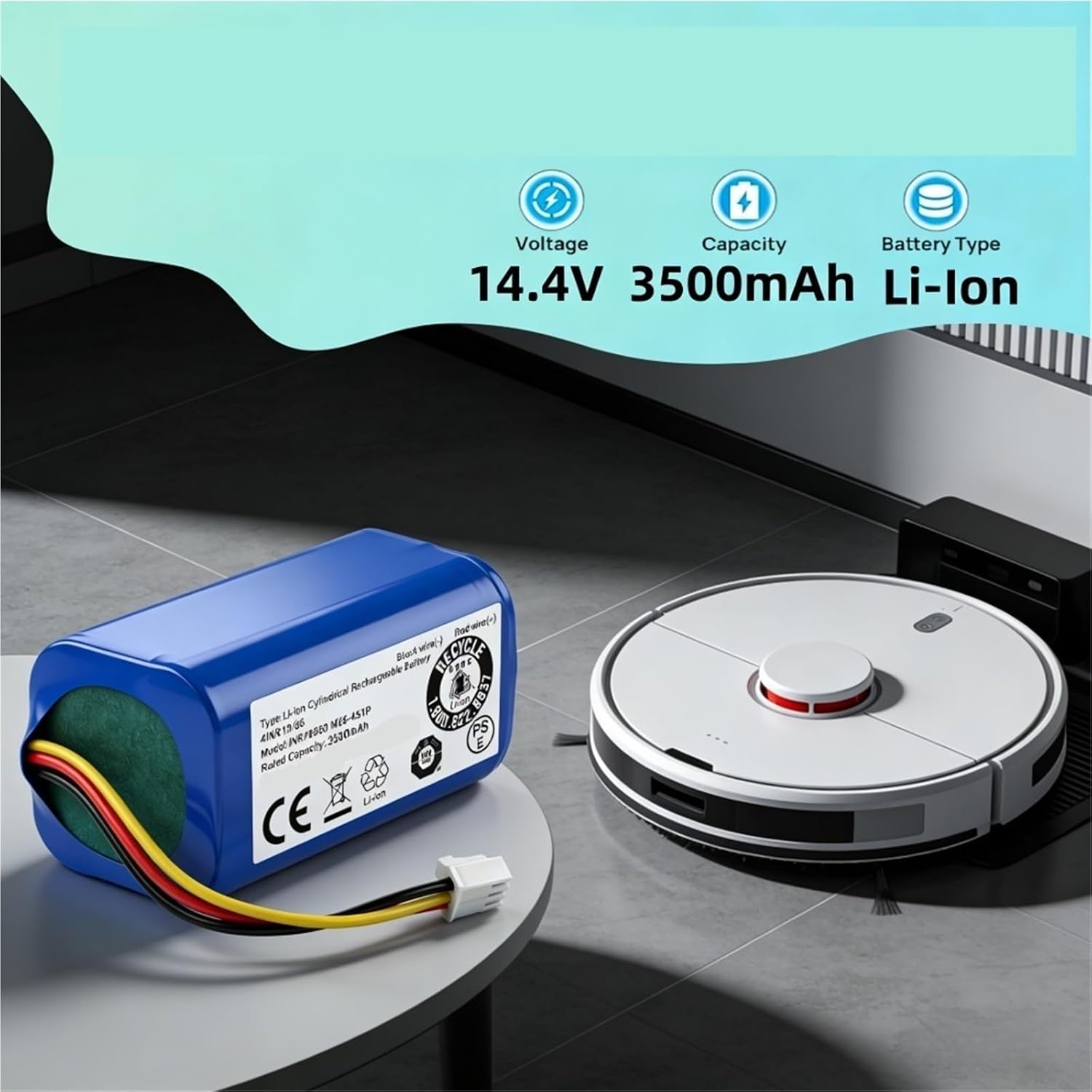 14.4V/14.8V 3500mAh Li-ion Battery, Compatible For Liectroux, C30B XR500 E30, Compatible For Proscenic, 800T 830P 820P 820T 820S Robot Vacuum Cleaner(2800mAh)