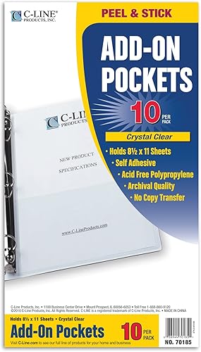 C-Line Bolsillos autoadhesivos para archivar, 8-3/4 x 5-1/8, 10 por paquete (70185) disponible en Yaxa Costa Rica