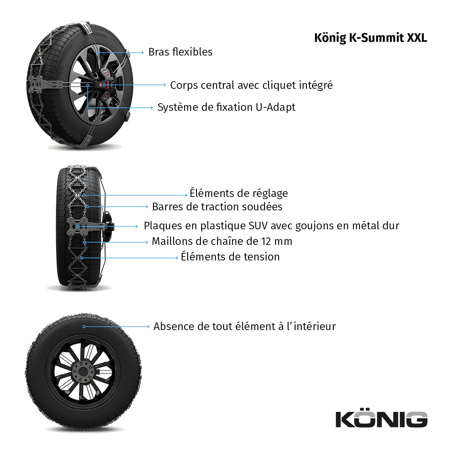 KÖNIG K-SUMMIT XXL K66 - Chaînes à Neige, Set de 2
