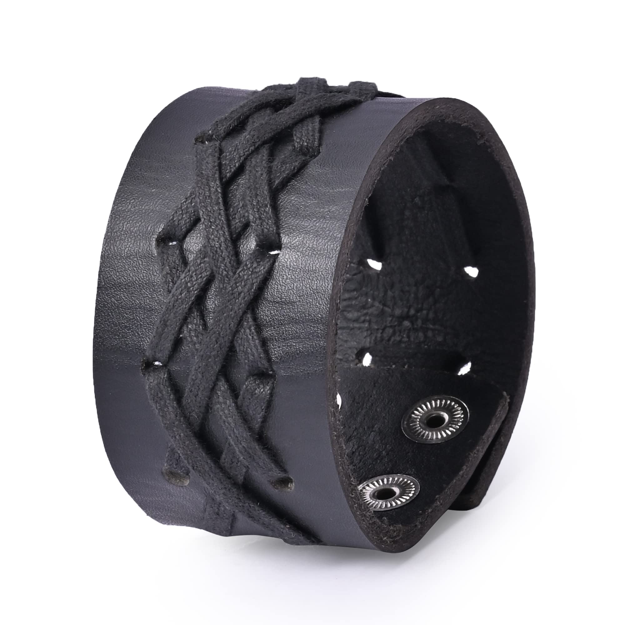 URBANITY - Genuine Leather Interlace Braided Black/Brown Wrist Band For Unisex Adult (B08WR8TRRQ) Amazon Price History, Amazon Price Tracker