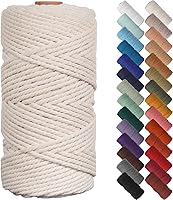 NOANTA Natural Macrame Cord 3mm x 109 Yards Beige Cotton Rope for Wall Hangings, Plant Hangers, Crafts & Knitting