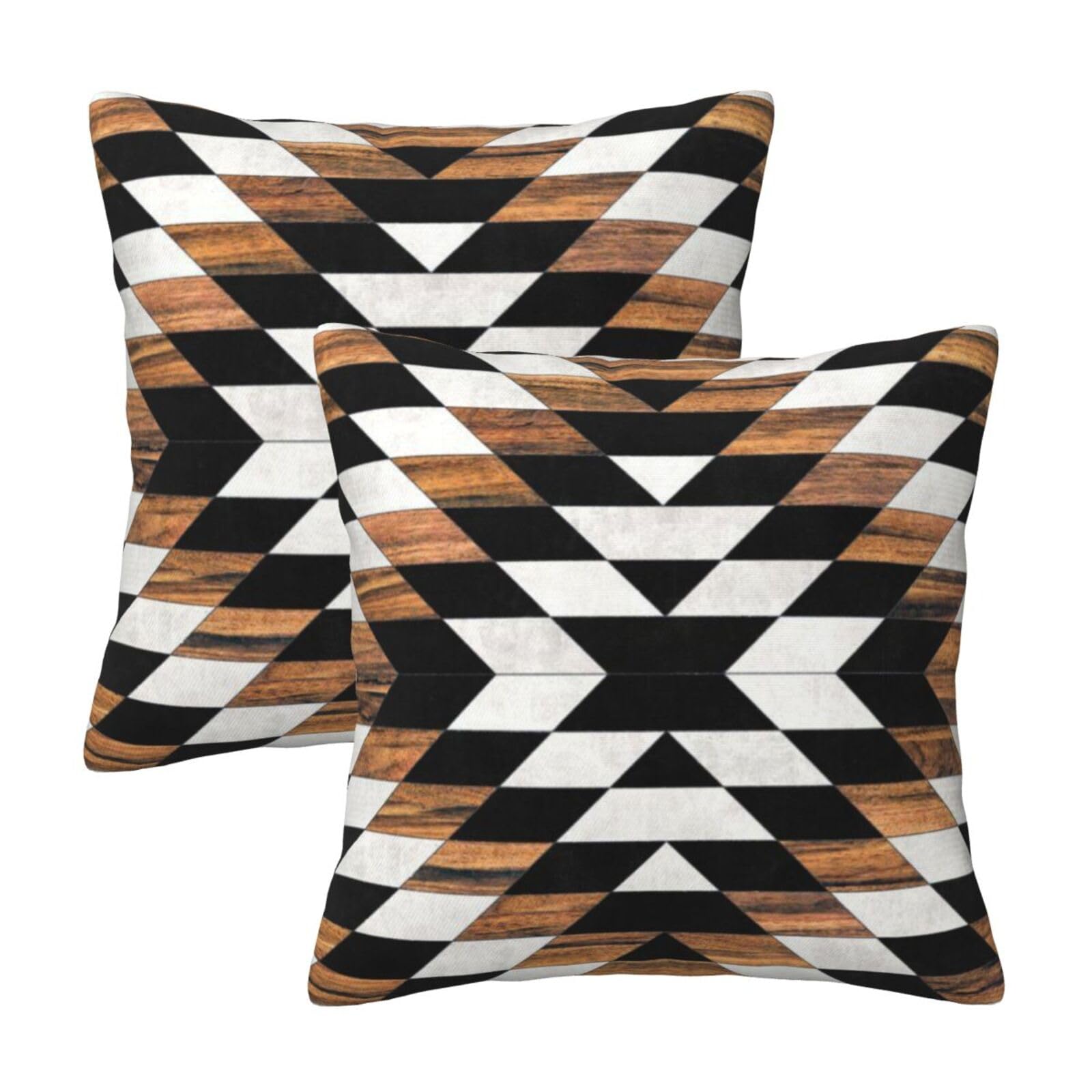 Tribal Aztec Western Wooden Native American Indian Throw Pillow Covers 20x20 In Farmhouse Pillow Case Soft Outdoor Cushion Covers Set Of 2 For Sofa