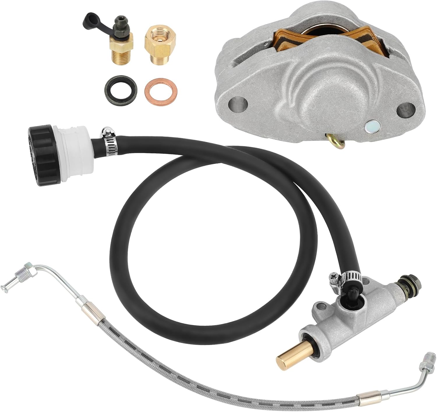 Rear Brake Caliper & Master Cylinder & Hose Line Compatible with Polaris Sportsman 400 500 Diesel 455 Worker 500 2001 2002, OEM#1910301 1910553 1910479