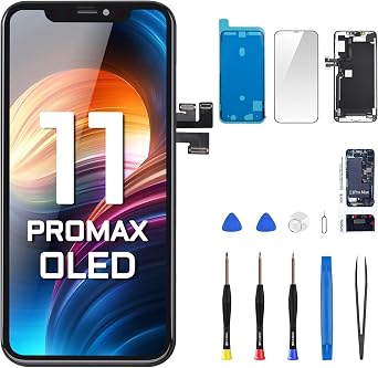 [OLED] for iPhone 11 PRO MAX Screen Replacement with Front Speaker Proximity Sensor Repair OLED 3D Touch 6.5" Display Digitizer Full Assembly Fix Tools Kit 11promax Glass A2218 A2220 A2161