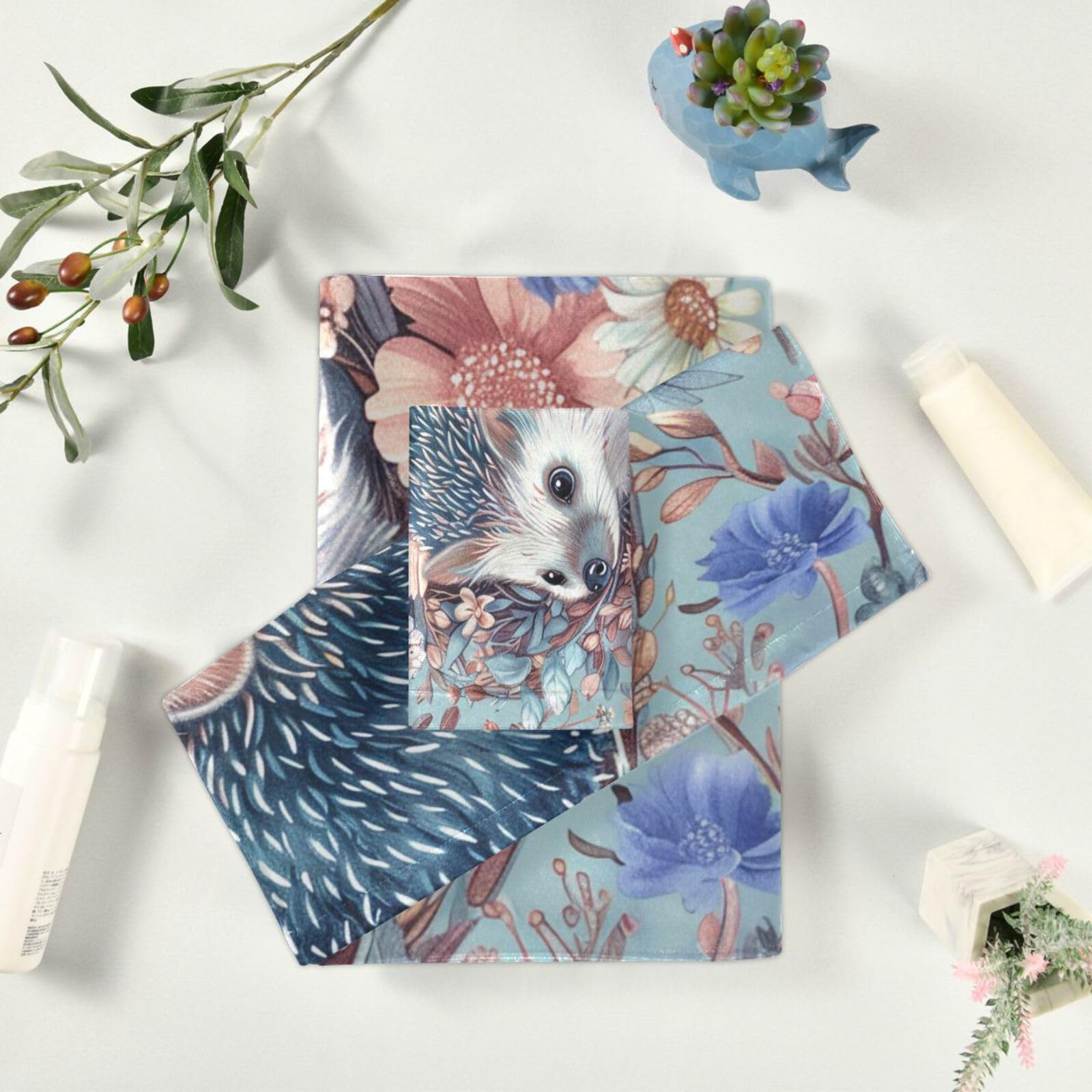 Set di 3 asciugamani morbidi in stile bohémien con fiori e ricci, 1 asciugamano da bagno, 1 asciugamano per le mani, 1 panno per la casa, cucina e famiglia