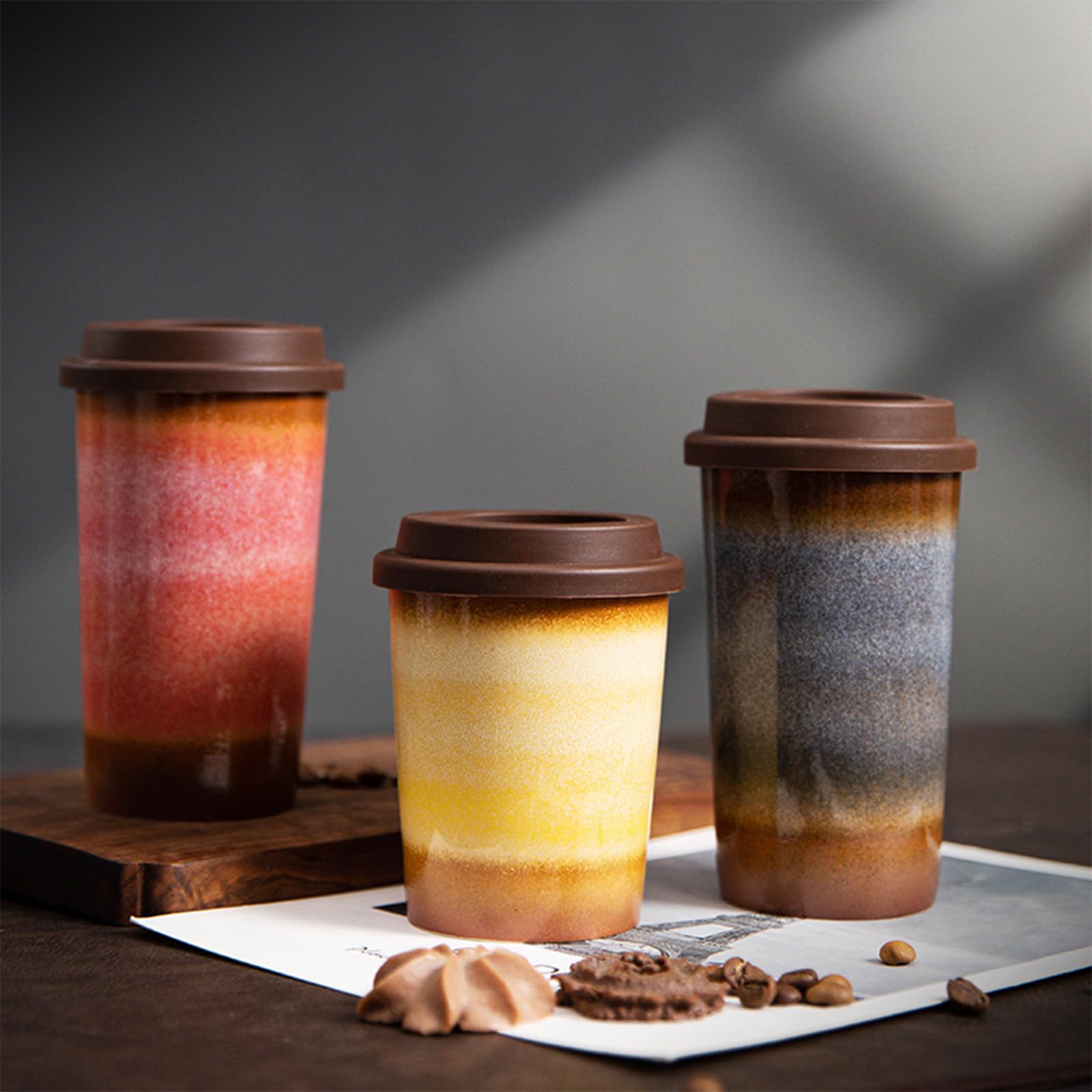 Amazon.com: Ceramic Coffee Travel Mug,10 Oz Reusable Coffee Cups with Lids,  Kiln Glaze Travel Mug with Lid and Insulated Cup Sleeve, Microwave and  Dishwasher Safe Portable Coffee Mug. : Home & Kitchen