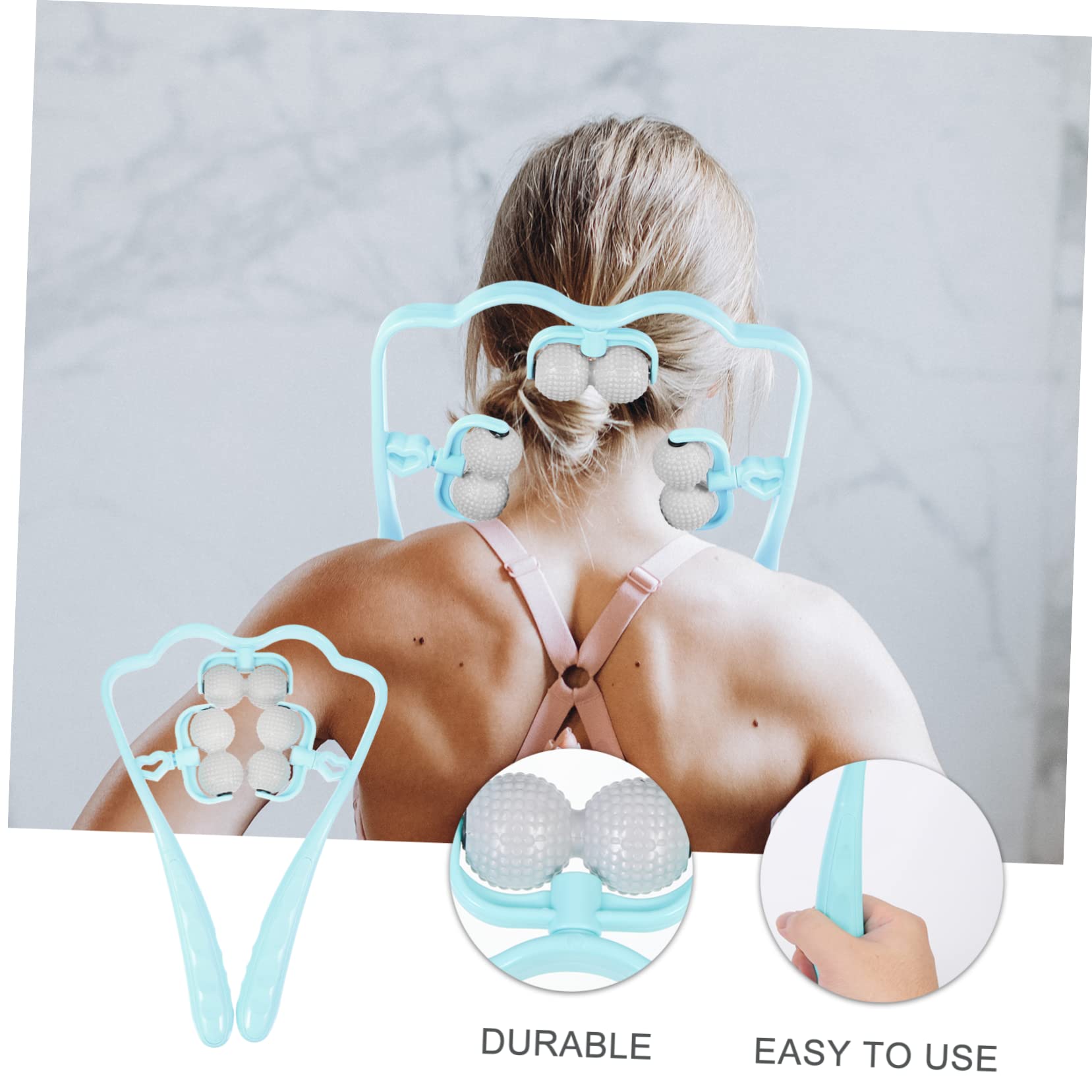 HOMSFOU Shoulder and Neck Massage Artifact Neck Massager Balls Self Back Massager Dual Pressure Point Neck Massager Cervical Massager Multi-functional Neck Massager Handle Handheld Abs