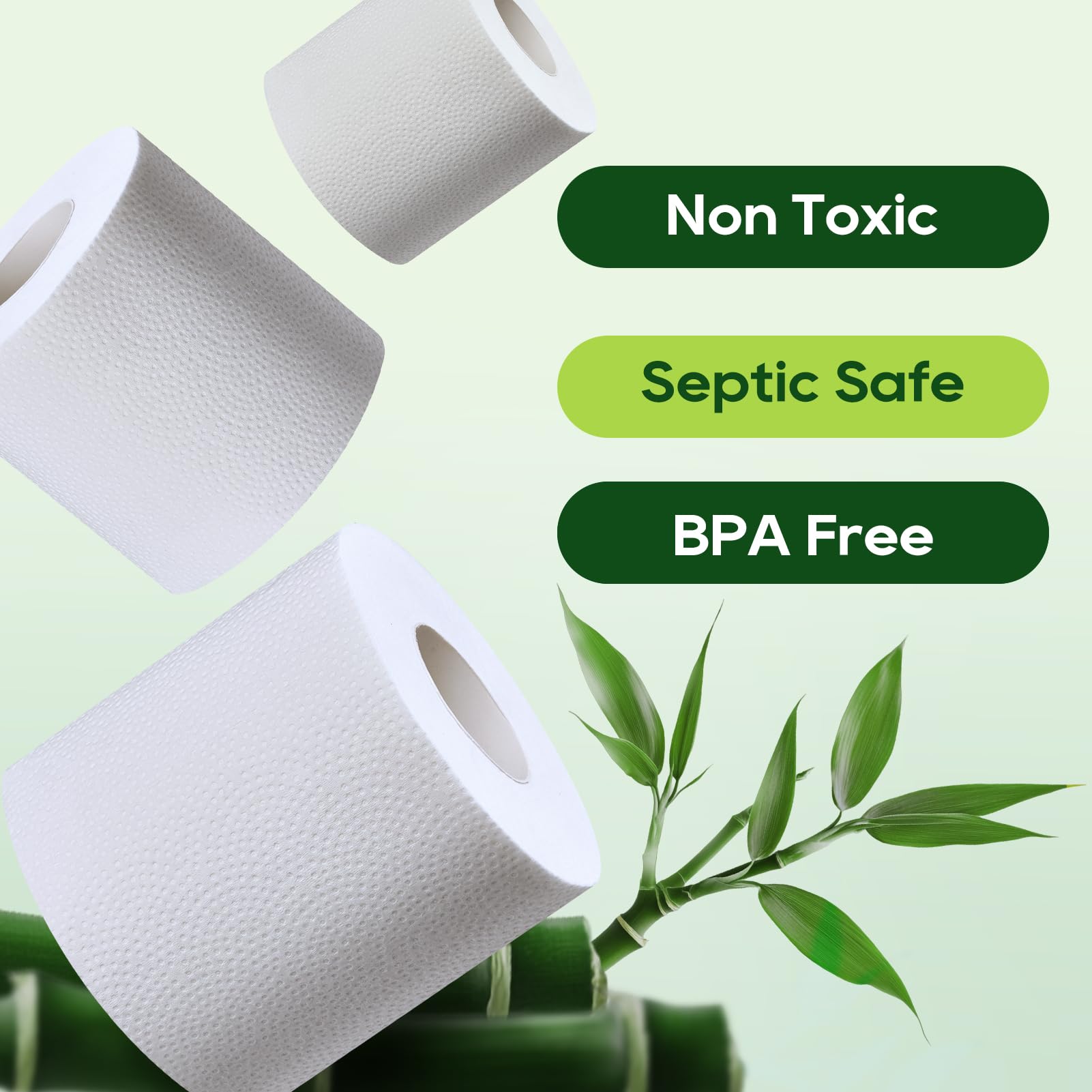 ECOLipak Carta igienica in bambù, carta igienica settica sicura, 24 rotoli doppi, 320 fogli per rotolo, senza alberi, atossica, a 2 strati, morbida e assorbente, carta ecologica senza coloranti