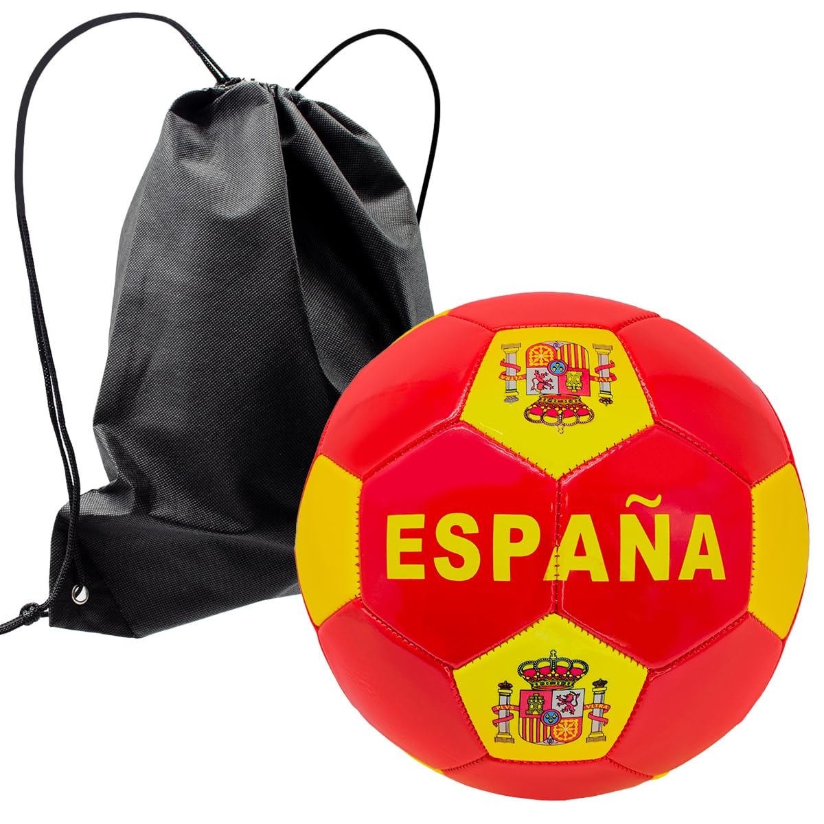 Balón Fútbol España Talla 5 Escudo Rojo Amarillo + Mochila Negra