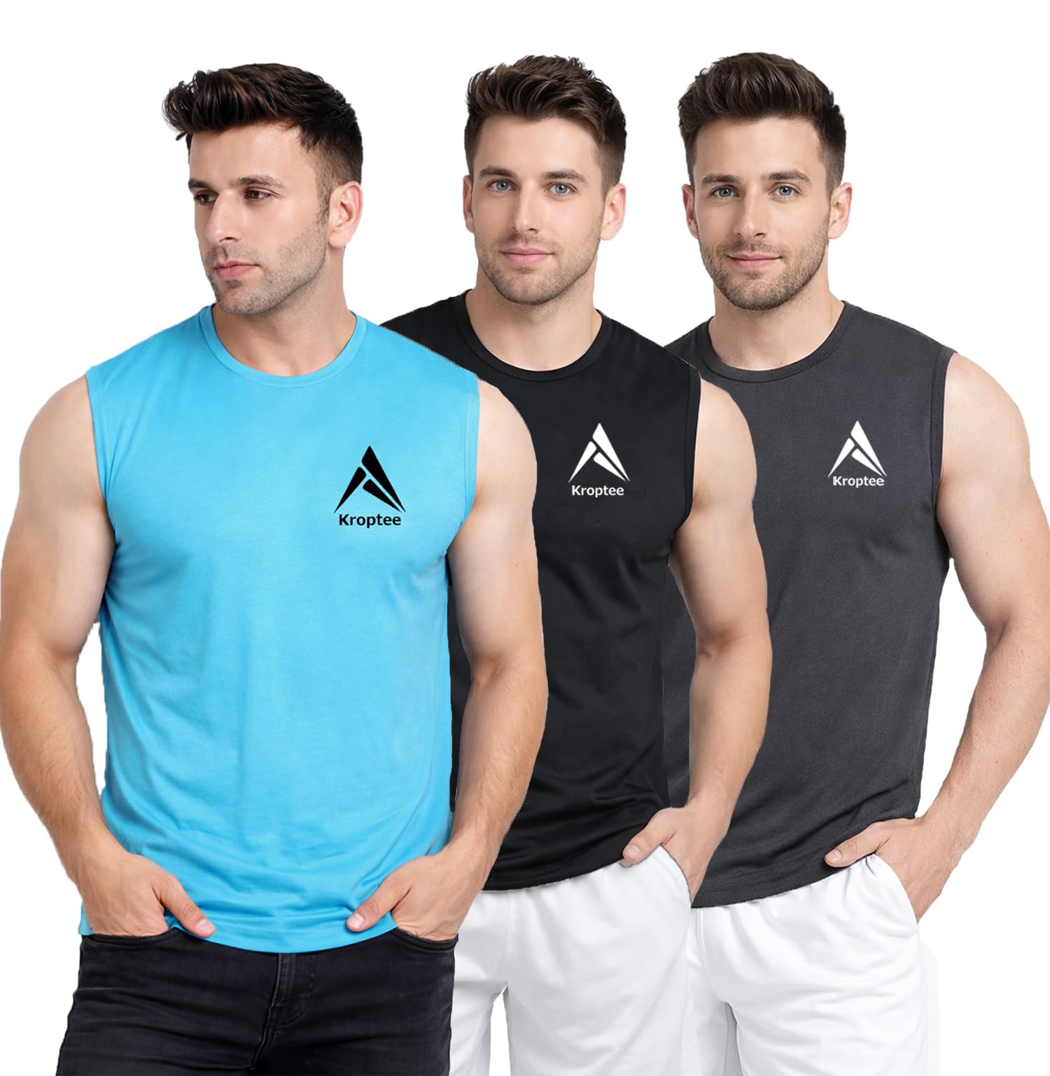 kroptee Stylish Vest for Men | Vest for Boys - Perfect for Gym Workouts,| Men's Tank Top Regular fit|Cotton Combo Pack of 3 Sports Vest-picture-32