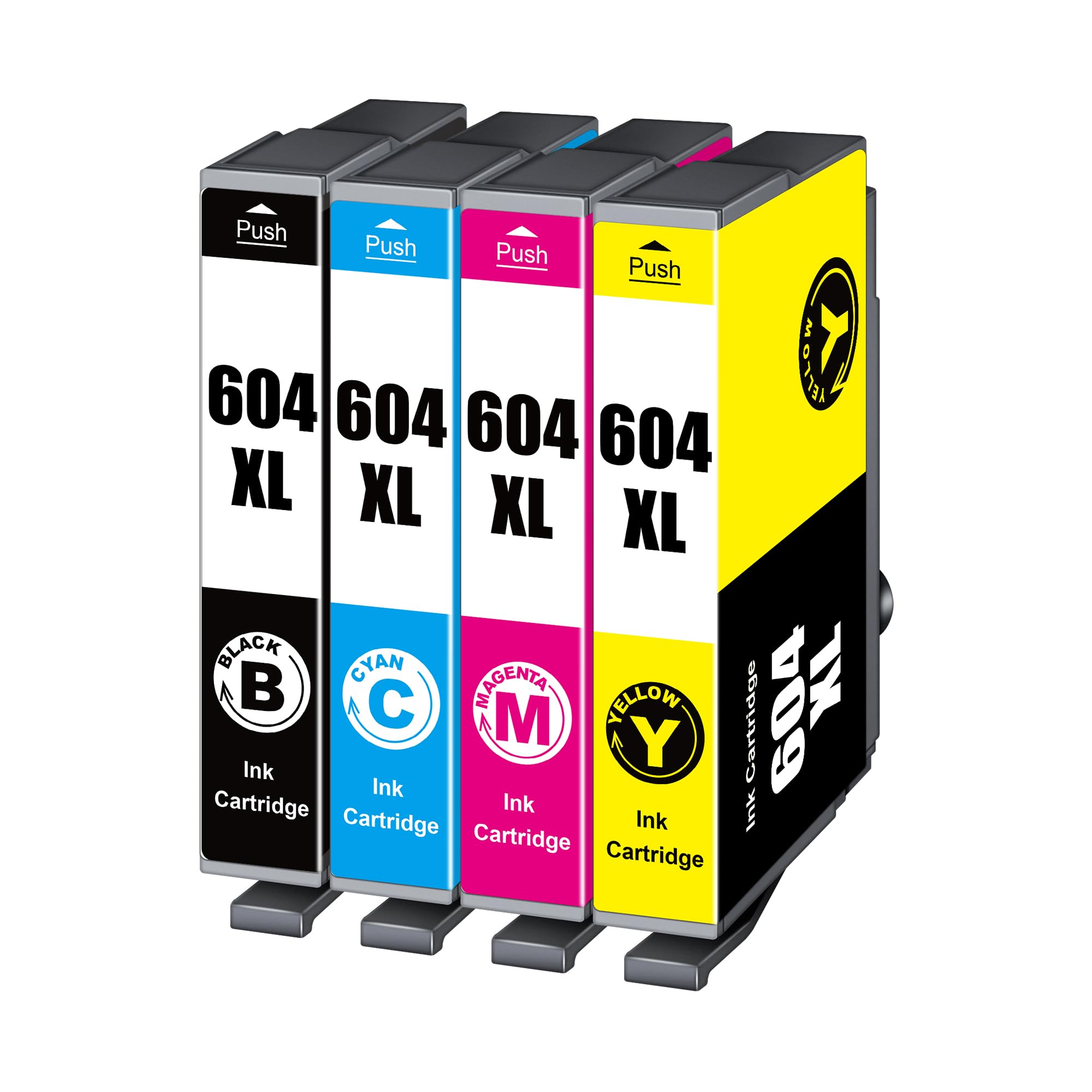 Washope 604XL Cartouches d'encre Compatible pour Epson 604XL 604 XL pour XP-3200 XP-3205 XP-4200 XP-2200 WF-2910DWF WF-2930DWF XP-2205 XP-4205 WF-2935DWF (1 Noir,1 Cyan,1 Magenta,1 Jaune)