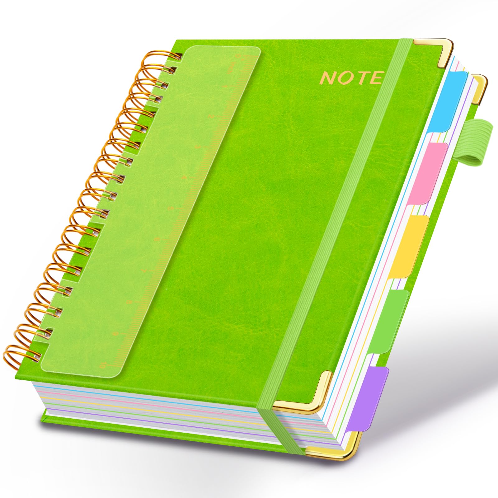 Hardcover Spiral Notebooks for Work 8.5''x 11'', 300 Pages 5 Subject Notebook with Dividers & Tabs, A4 Spiral Journal for Women, College Ruled Notebook for School Students Note-Taking