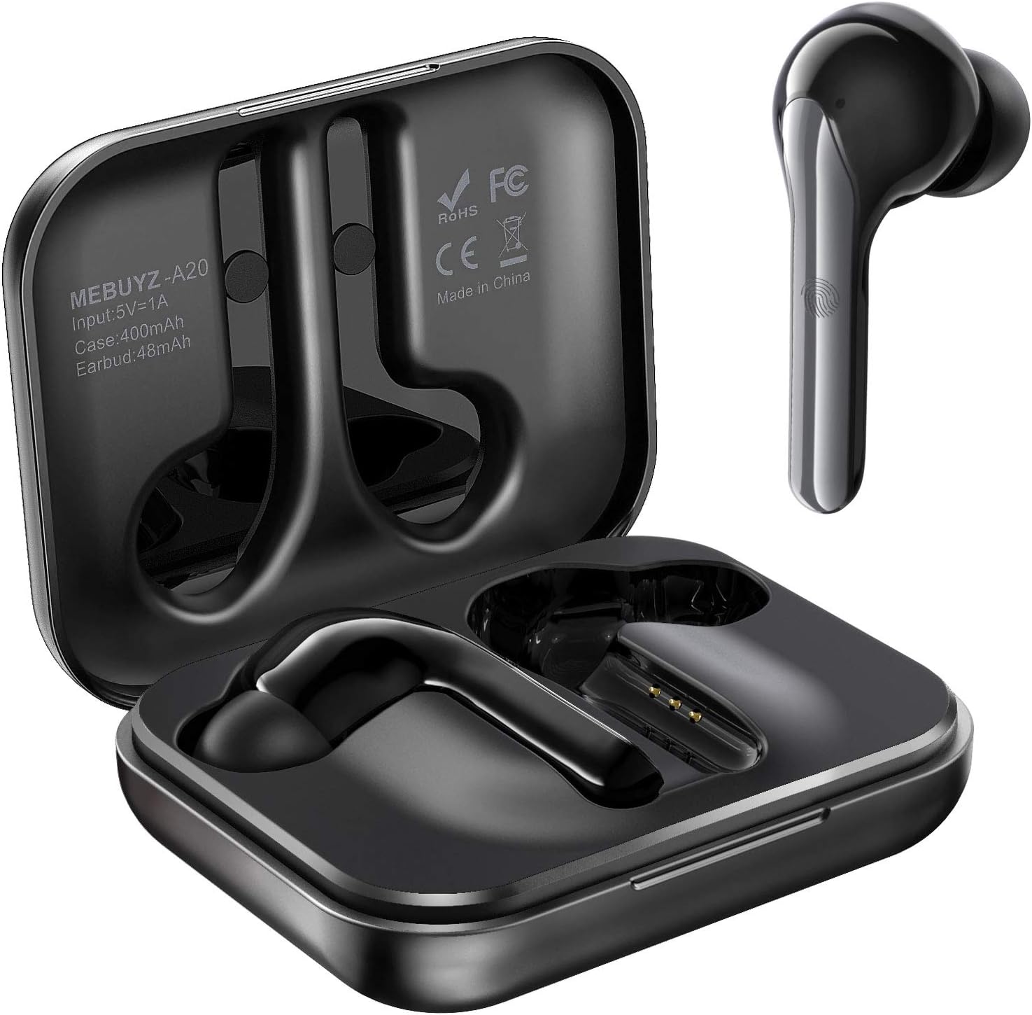 True Wireless Earbuds, Bluetooth 5.0 Headphones TWS in-Ear Earphones with aptX Sound, CVC Noise-Cancelling Dual Microphones, Charging Case, Touch Control, 28-H Playtime and Secure Fit (Black)