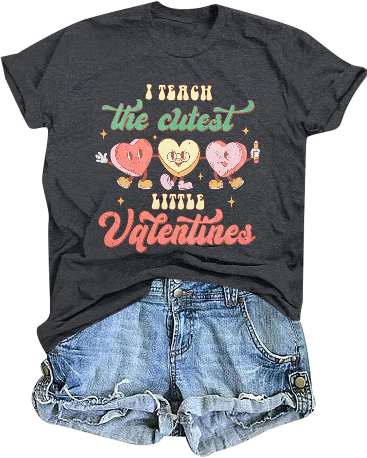MOUSYA Teacher Valentines Shirt I Teach The Sweetest Hearts Teacher Shirt Retro Valentine T-Shirt