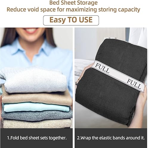 Miniatura 5 de Bandas organizadoras de sábanas, organizadores de sábanas para organizar, organizador de almacenamiento de sábanas elásticas para armario de lino