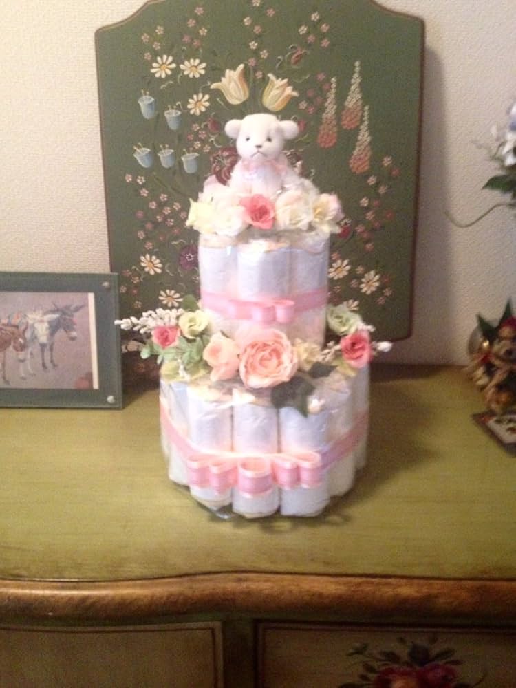 Amazon.co.jp: おむつケーキ 2段 ピンク Sサイズ 人気№1