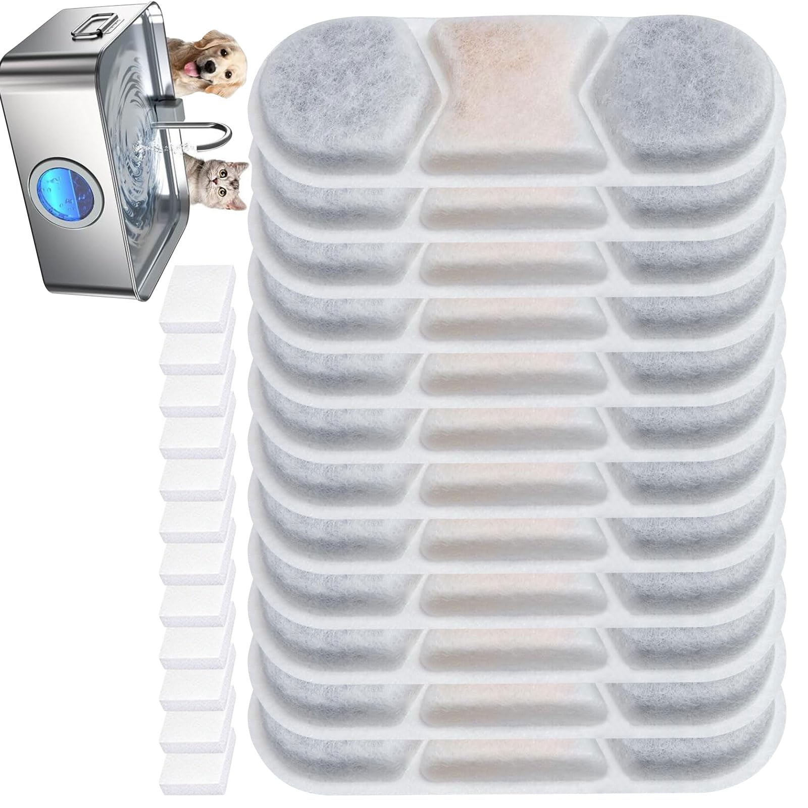 Elnwnnkc 12 Pieces Premium Replacement for WF120 Large Pet Water Fountain 3.2 Gallon Metal Drinking Bowl Particle Exchange Resin Water