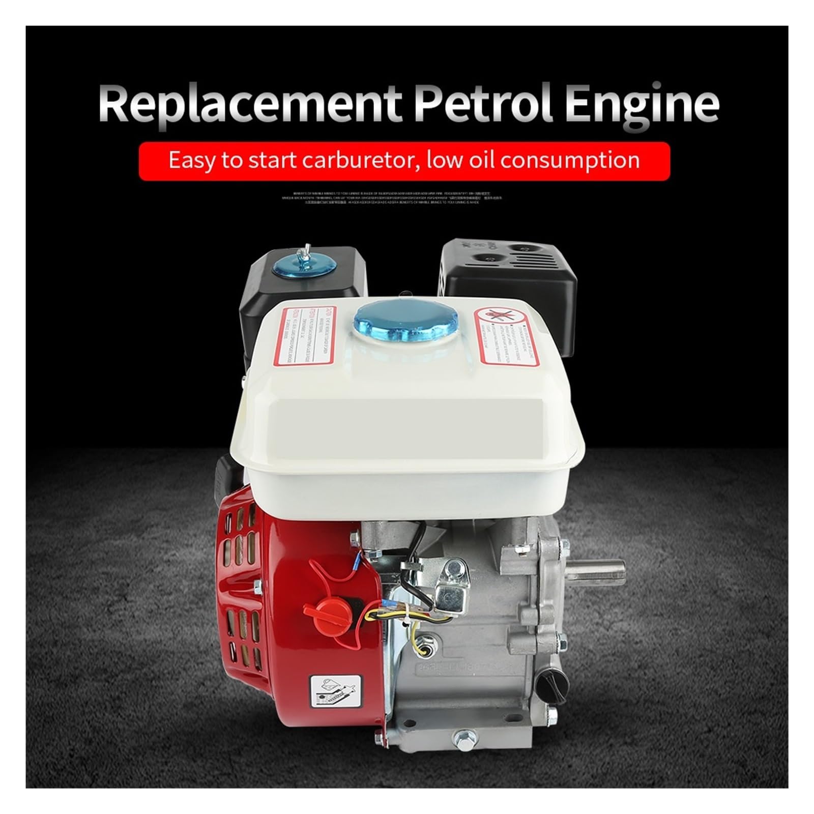 Moteur À Essence 4 Temps 6,5 CV, Démarrage Manuel, 168F OHV, Kit D'outils Électriques De Remplacement, Rouge Et Noir Puissance éLevéE