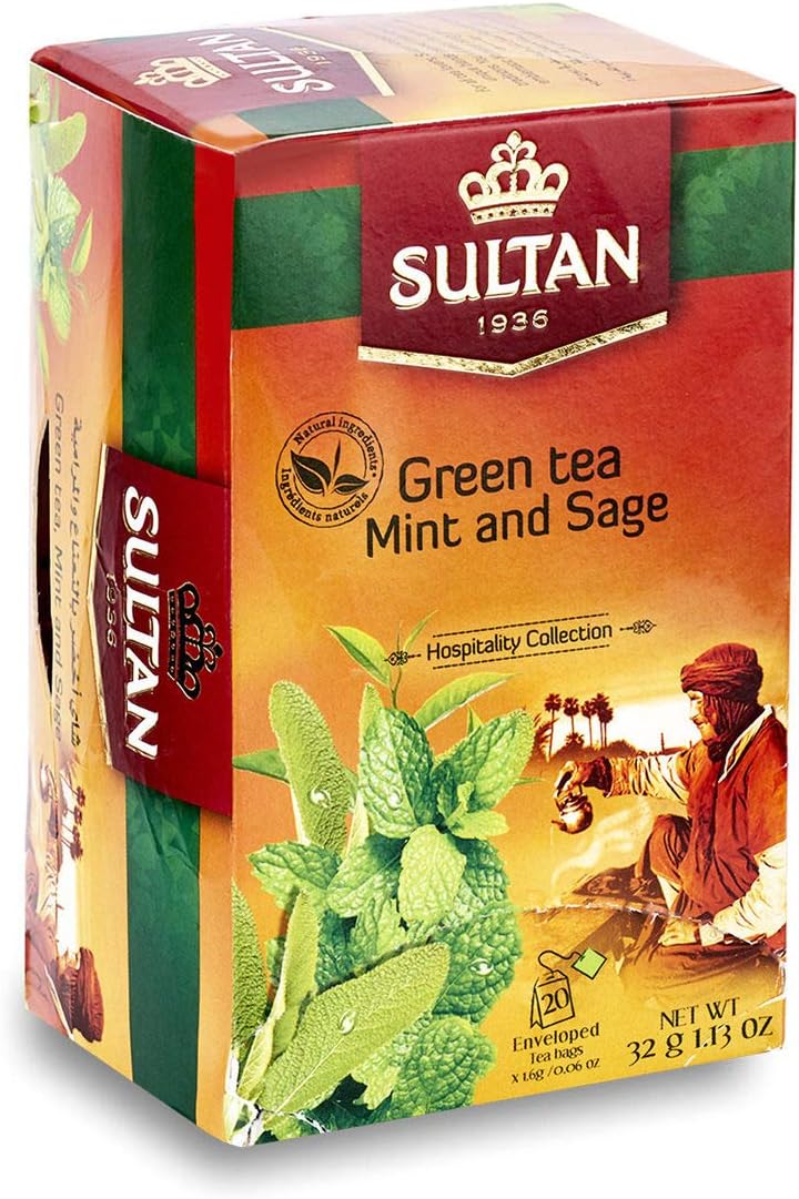 SULTAN TEA|Mint and Sage Green Tea - 20 Tea bags